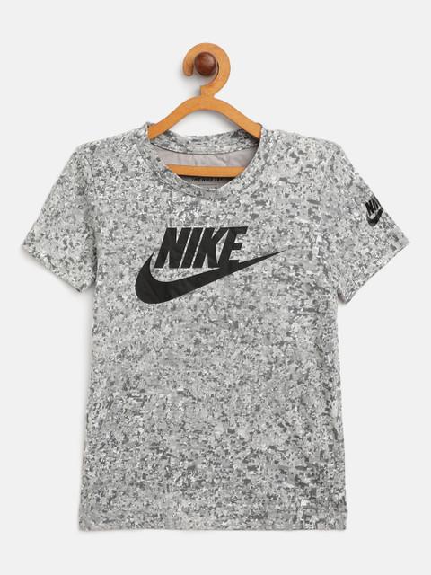 

Nike Boys Grey Confetti Futura Logo Printed Cotton T-Shirt