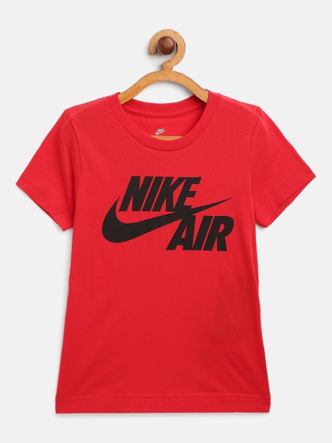 

Nike Boys Red Split Futura Logo Printed Cotton T-Shirt
