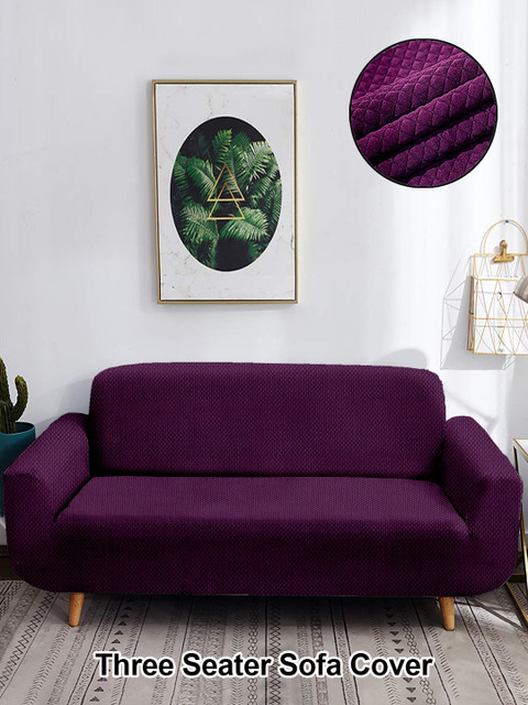 

Cortina Purple Self-Design Three Seater Sofa Cover