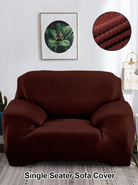 

Cortina Brown Self Design Single-Seater Sofa Cover
