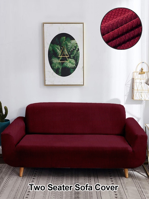 

Cortina Maroon Self Design Sofa Covers