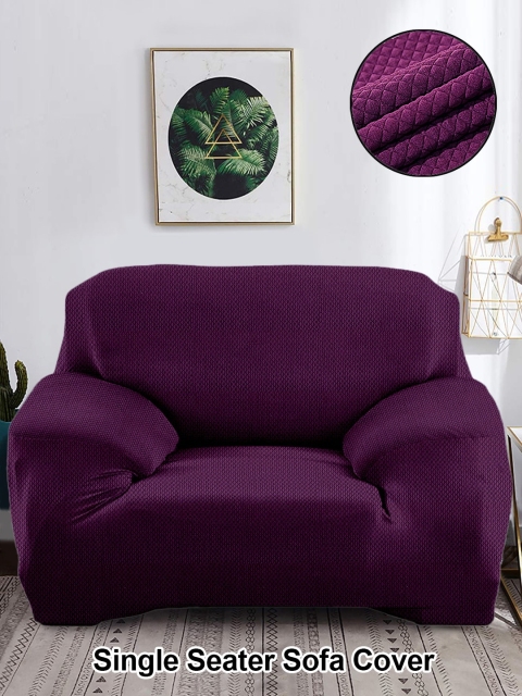 

Cortina Purple Self-Design Single Seater Sofa Cover