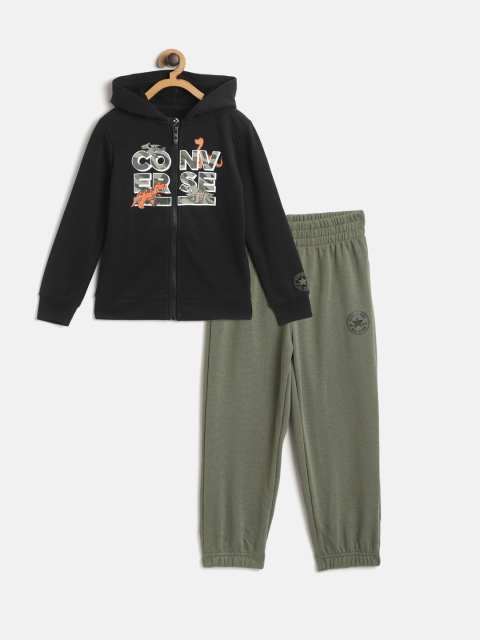 

Converse Boys Black & Olive Green Printed Sweatshirt with Joggers