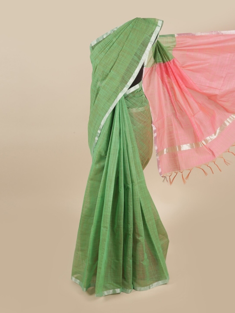

Pothys Green & Pink Zari Silk Cotton Saree