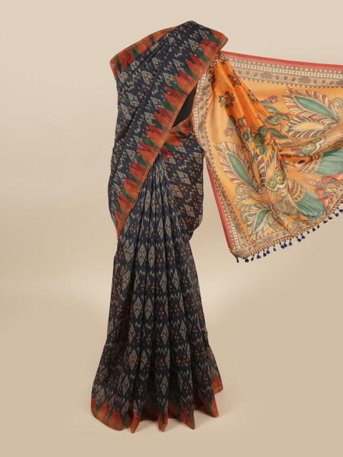 

Pothys Multicoloured Ethnic Motifs Printed Chanderi Cotton Saree, Multi