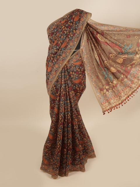 

Pothys Brown & Red Ethnic Motifs Printed Saree