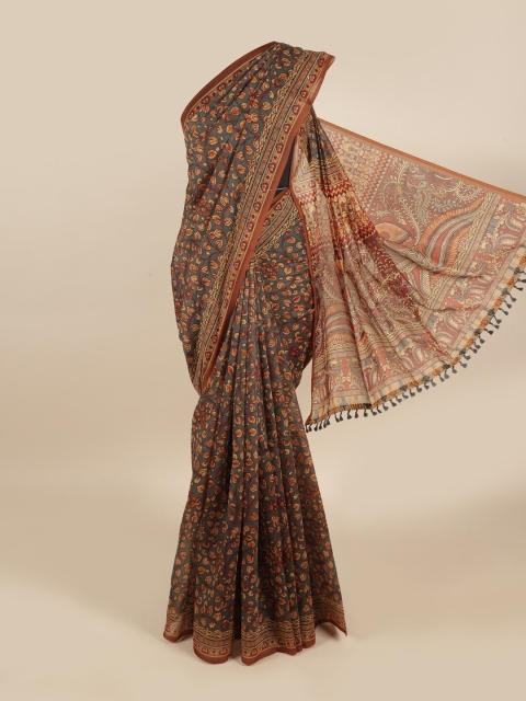 

Pothys Green & Brown Floral Saree