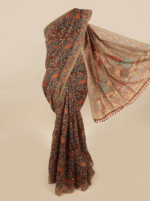 

Pothys Brown & Orange Floral Saree