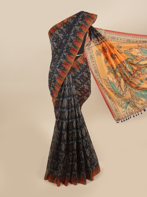 

Pothys Multicoloured Ethnic Motifs Printed Chanderi Cotton Saree, Multi