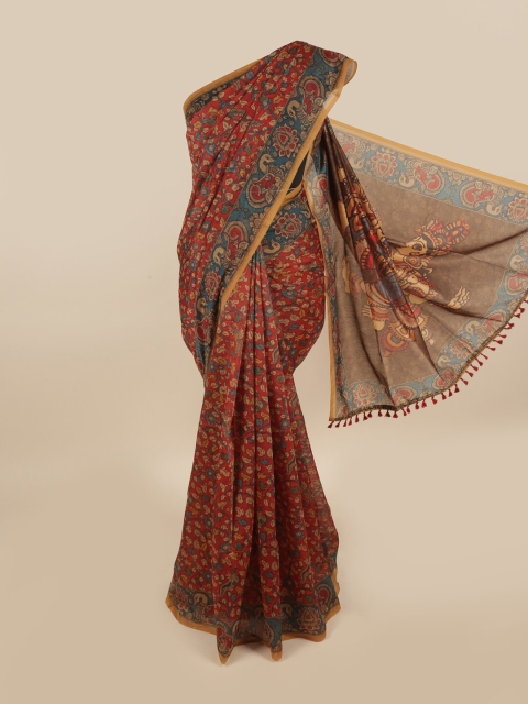 

Pothys Maroon & Green Floral Chanderi Saree