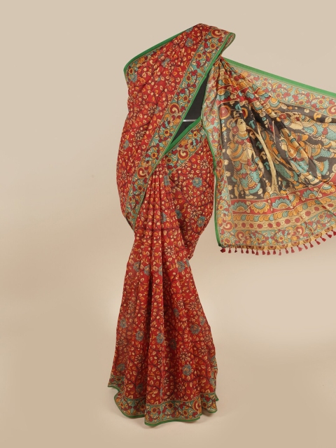 

Pothys Red & Green Ethnic Motifs Printed Saree