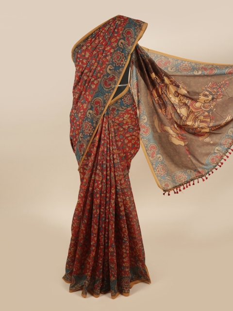 

Pothys Red & Blue Floral Saree