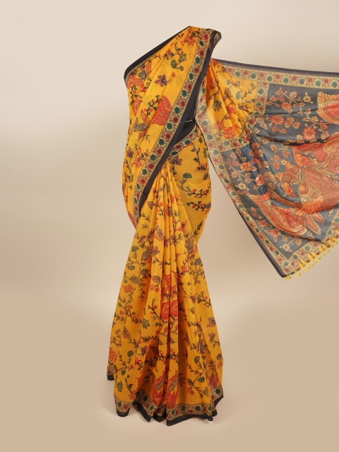 

Pothys Yellow & Green Floral Saree