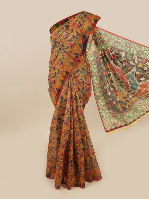 

Pothys Beige & Red Floral Chanderi Saree