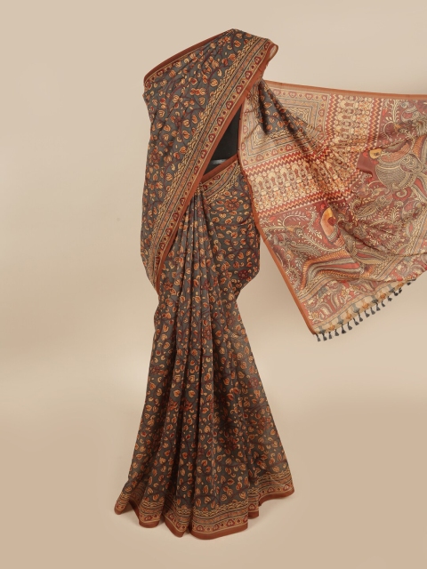 

Pothys Red & Grey Floral Printed Saree