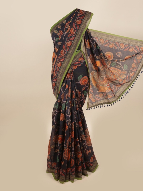 

Pothys Black & Orange Floral Saree