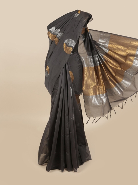 

Pothys Grey & Gold-Toned Woven Design Silk Cotton Saree