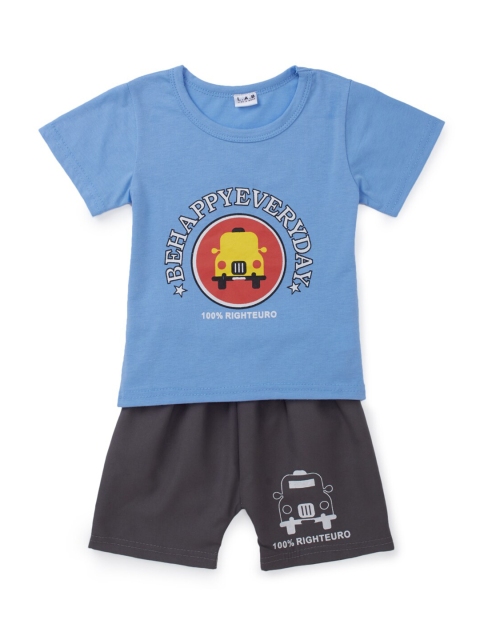 

SteezMe Boys Blue & Grey Car Printed T-shirt With Shorts