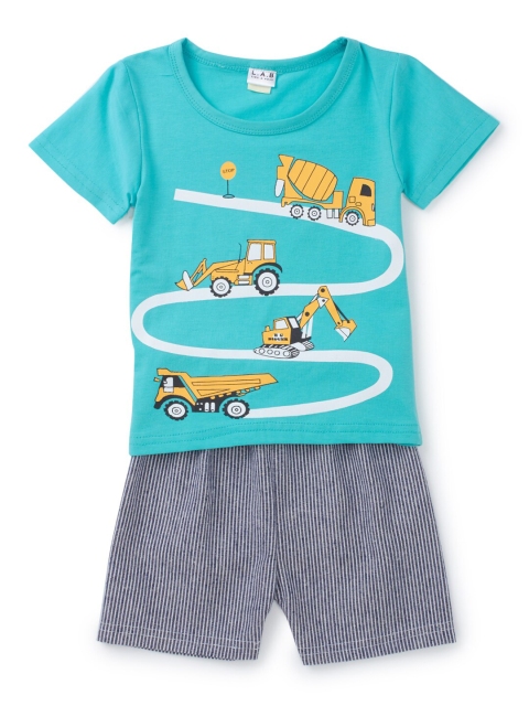 

SteezMe Boys Blue & Grey On the Road Printed T-shirt with Shorts