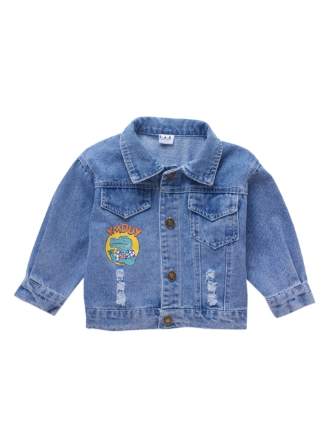 

SteezMe Unisex Kids Blue Denim Jacket with Patchwork