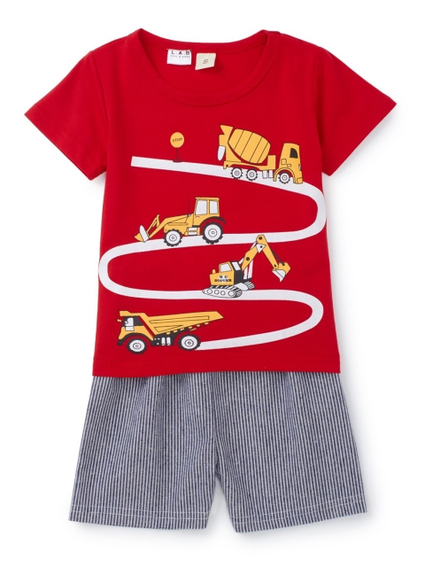 

SteezMe Boys Red & Grey On the Road Printed T-shirt with Shorts