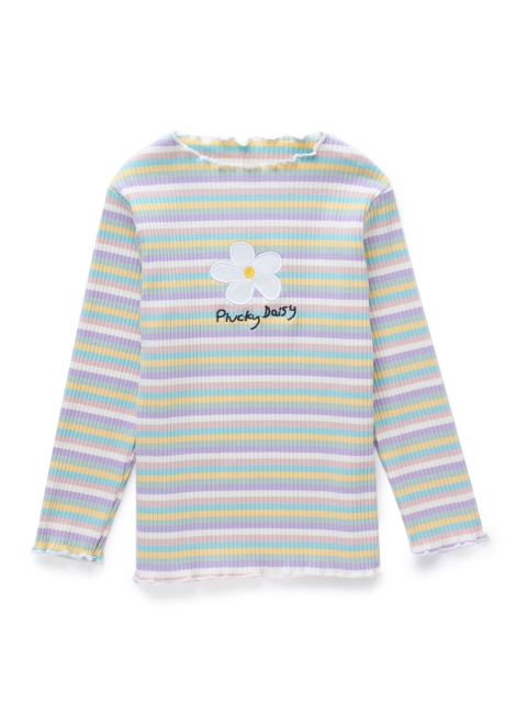 

SteezMe Blue & Pink Striped Regular Longline Top