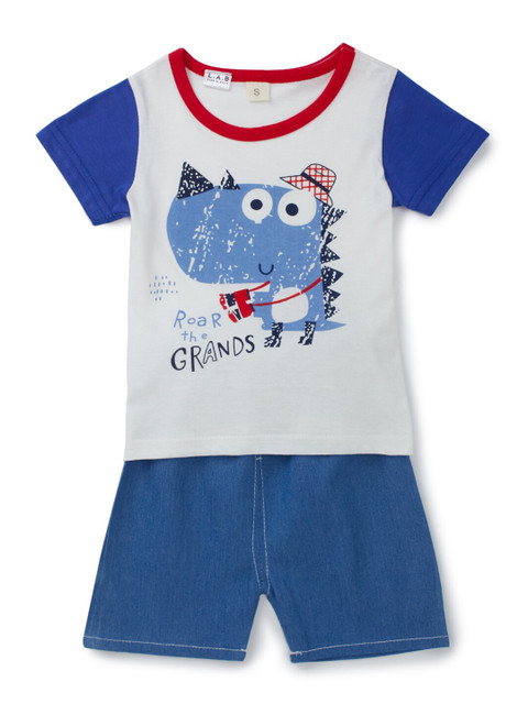 

SteezMe Boys Blue & Red Printed T-shirt with Shorts