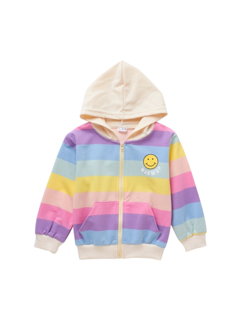 

SteezMe Girls Pink Colourblocked Hooded Sweatshirt