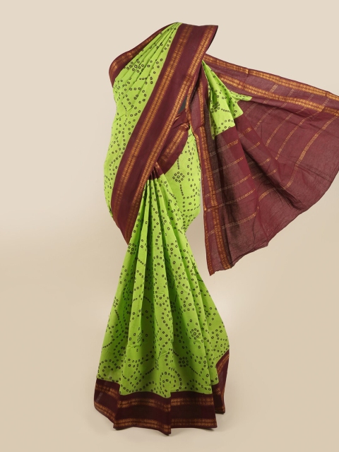 

Pothys Green & Brown Bandhani Saree