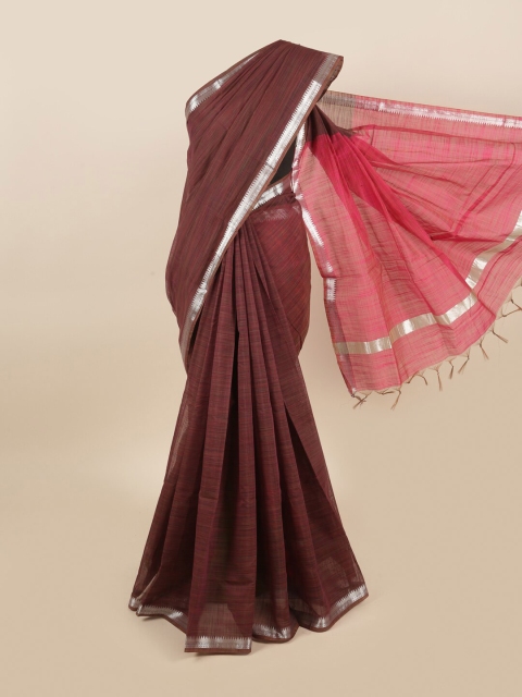 

Pothys Burgundy & Pink Zari Silk Cotton Saree