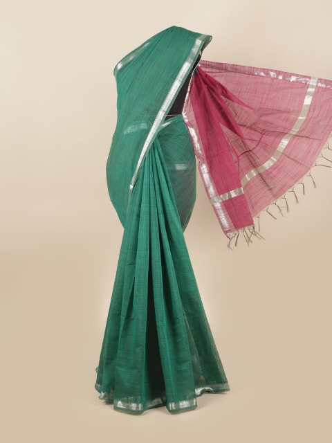 

Pothys Green & Magenta Woven Design Zari Silk Cotton Saree
