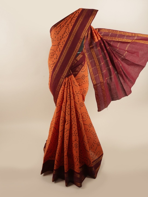 

Pothys Rust & Maroon Printed Madurai Cotton Saree