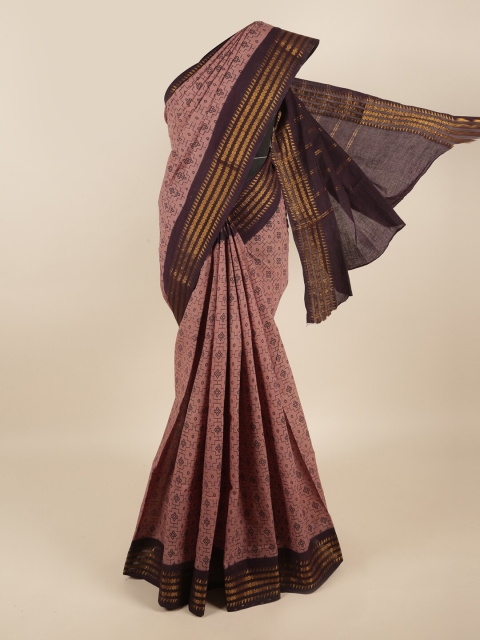 

Pothys Mauve & Brown Printed Madurai Cotton Saree