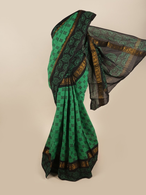

Pothys Green Floral Printed Printed Cotton Blend Saree