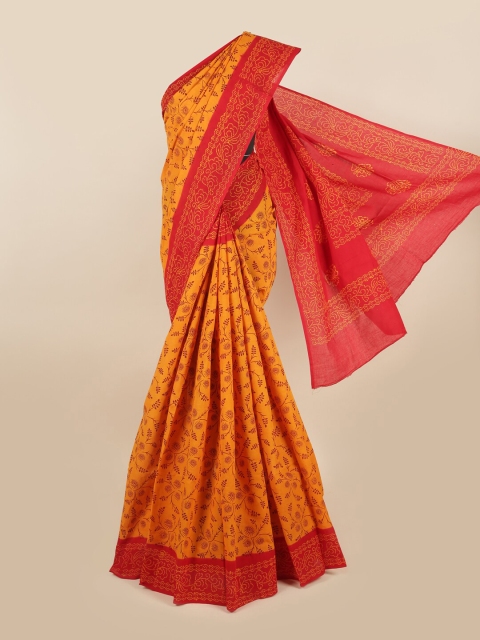 

Pothys Orange & Yellow Floral Printed Saree