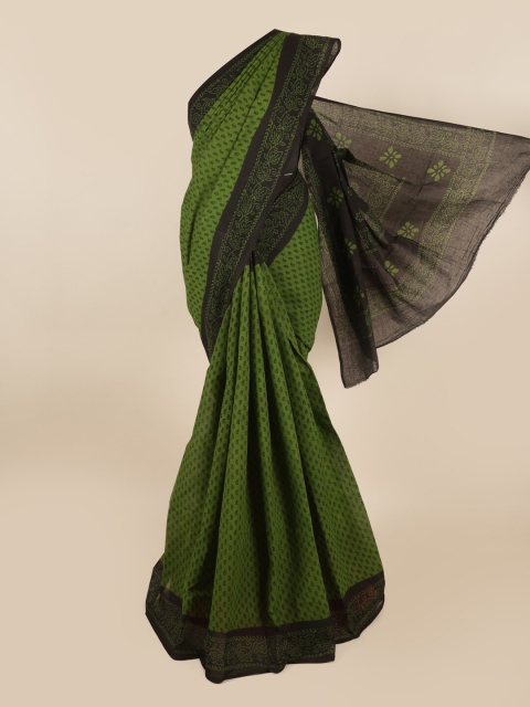 

Pothys Green & Black Ethnic Motifs Saree