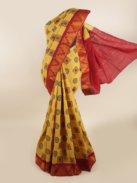

Pothys Yellow & Red Ethnic Motifs Zari Saree