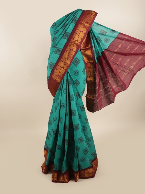 

Pothys Green & Maroon Ethnic Motifs Saree