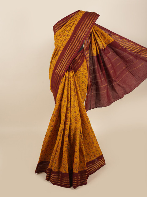 

Pothys Mustard & Maroon Printed Saree