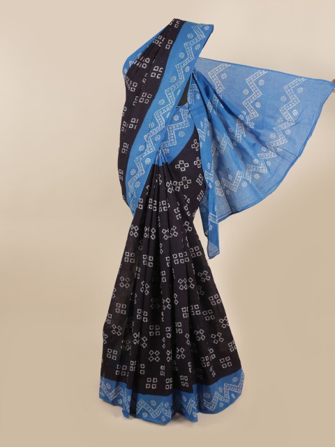 

Pothys Navy Blue & White Printed Saree