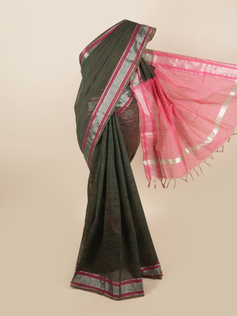 

Pothys Green & Pink Woven Design Zari Silk Cotton Saree