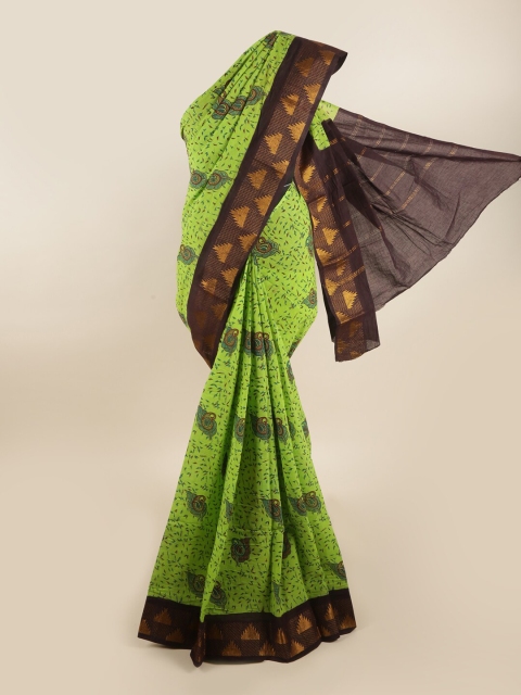 

Pothys Green & Brown Floral Zari Saree