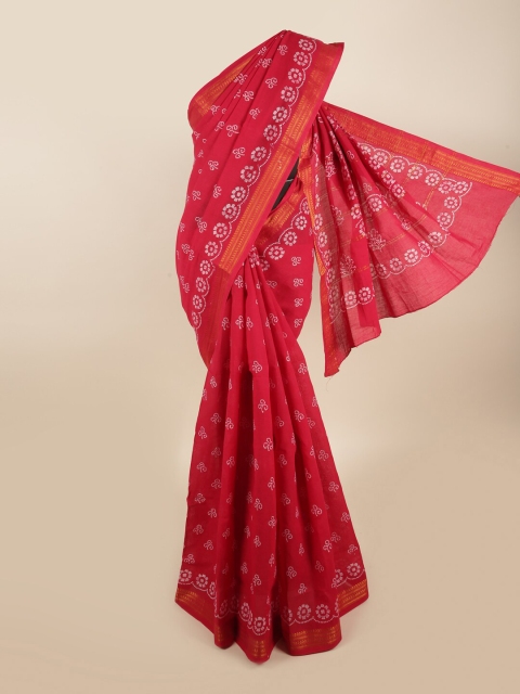 

Pothys Pink & White Printed Zari Saree