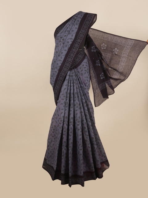 

Pothys Grey & Black Floral Printed Saree