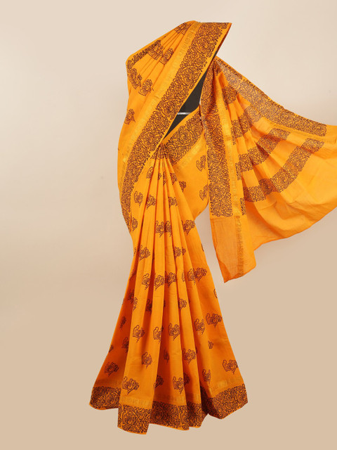 

Pothys Yellow & Black Ethnic Motifs Saree