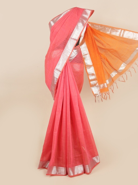 

Pothys Coral & Orange Zari Silk Cotton Saree