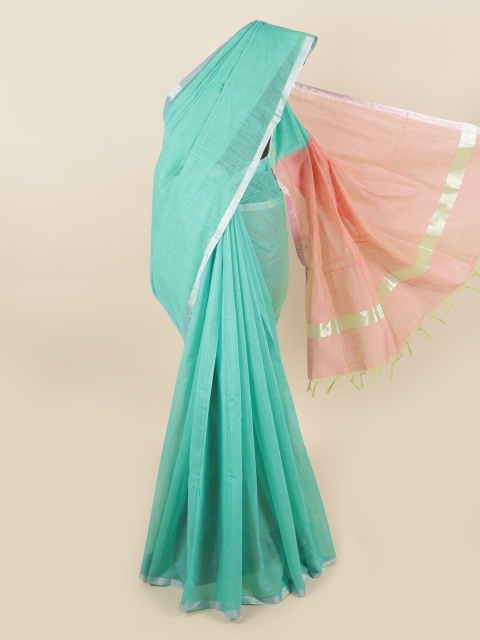 

Pothys Blue & Orange Silk Cotton Saree