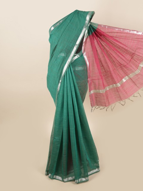 

Pothys Green & Pink Zari Silk Cotton Saree