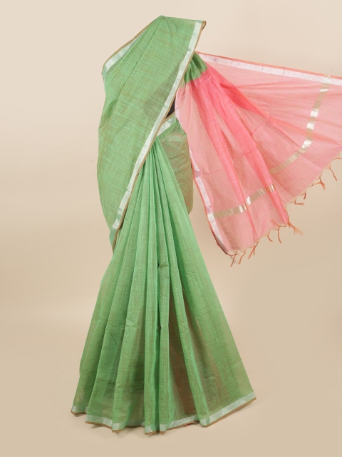 

Pothys Green & Pink Zari Silk Cotton Saree