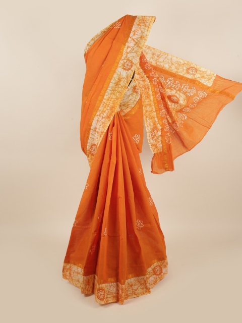 

Pothys Orange & White Floral Printed Saree
